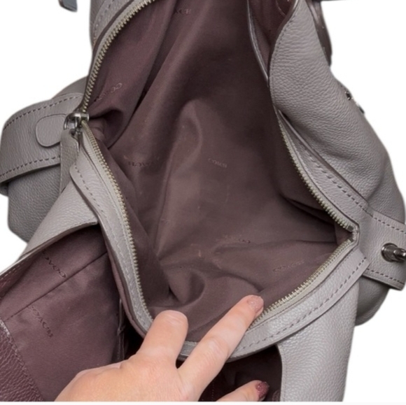 Coach Edie 31 Prairie Rivets Turnlock Bag In Gray Leather Gunmetal Hardware - Picture 8 of 12